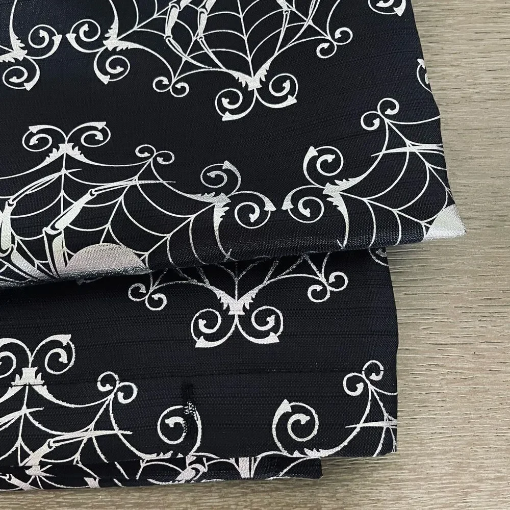 Halloween Spiderweb Black Silver Metallic Shower Curtain